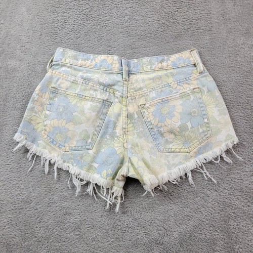 Free People Shorts Womens 26 Floral Cut Off We the Free Good Vibes Denim Jorts - Picture 2 of 10