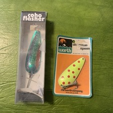 Vintage Fishing Lures Worth Chippewa Spoon & Coho Flasher NOS Wisconsin