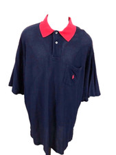 Polo Ralph Lauren Men Size XL Solid Blue Mesh Polo Shirt USA Made