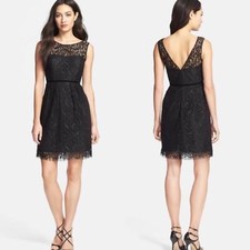 Jenny Yoo Harlow Metallic Black Lace Dress Size 6 MSRP $325
