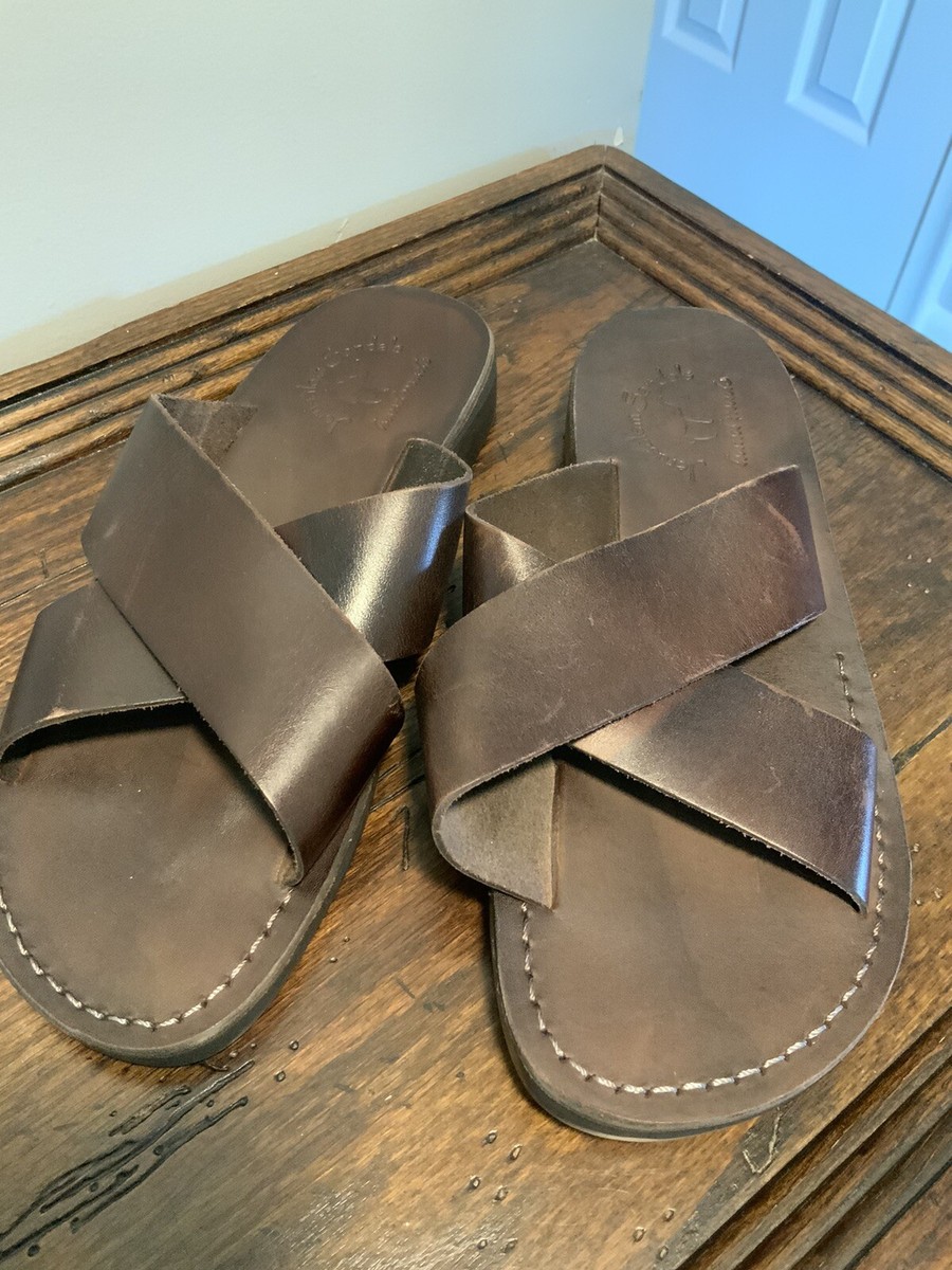 New Men's Black Leather Jerusalem Sandals size EU 43 US 9.5