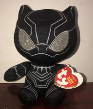 Black Panther Marvel 6" Plush TY Beanie Baby Stuffed Animal Toy W/tags