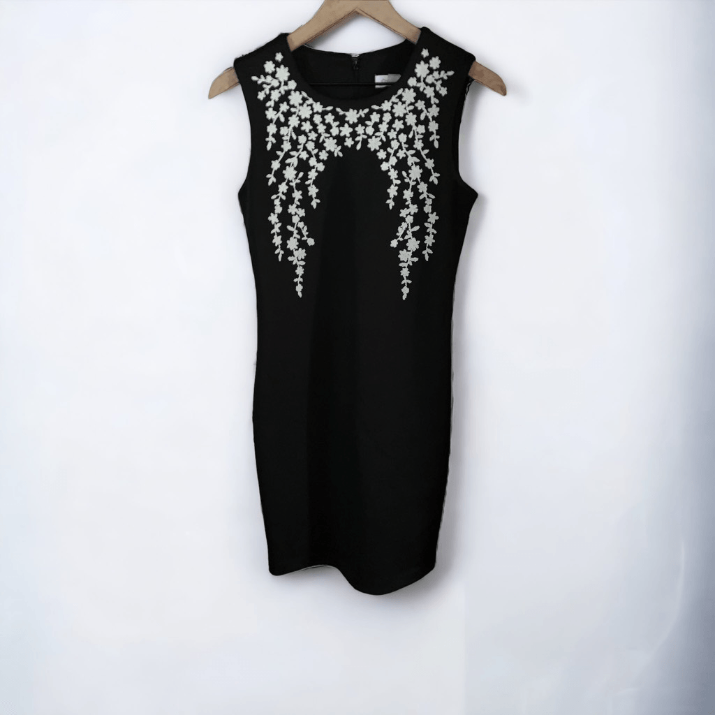 Calvin Klein Beaded Black Scuba Sheath Dress