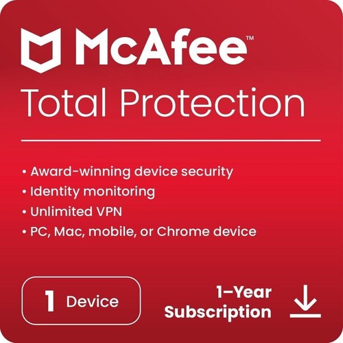 McAfee Total Protection 2024 Inc Antivirus 1 PC/dispositivo 1 año el mismo día correo electrónico - Imagen 1 de 6