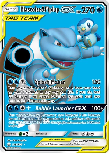Blastoise & Piplup GX 214/236 Sm-Cosmic Eclipse