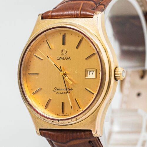 *Exc+4* Vintage OMEGA Seamaster Cal.1342 Quartz Gold 35mm Men's Watch Swiss Made