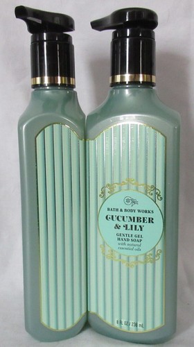 Bath & Body Works 8 fl oz Gentle Gel Hand Soap Lot Set of 2 CUCUMBER & LILY - Picture 2 of 4