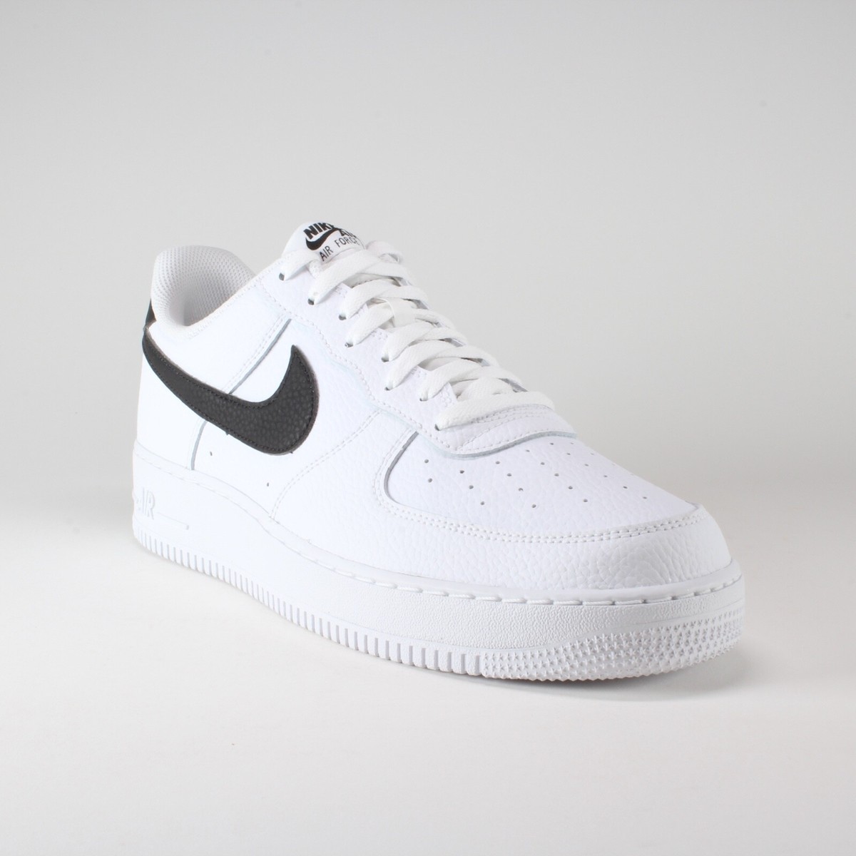 Nike Air Force 1 '07 White Black Pebbled Leather CT2302-100 Men's