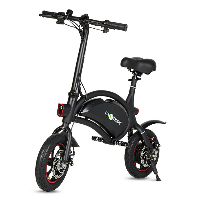 Bici electrica plegable mini de 250w bateria 36v 6-8Ah ligera hasta 20 km negra