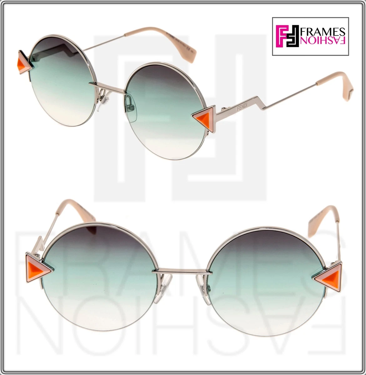 FENDI RAINBOW FF0243S Silver Pink Green Gradient Round Sunglasses Metal 0243