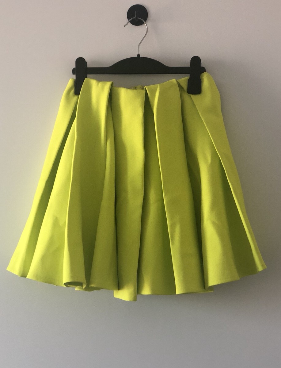 H&M Neon Yellow Pleated Skirt, UK Size