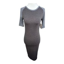 NEW LuLaRoe Julia Dress XXS Gray Knee Length Form-Fitting Raglan Sleeves NWT