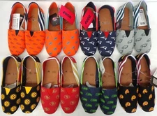 New NFL Women's Canvas Stripe Slip On Shoes House Shoes