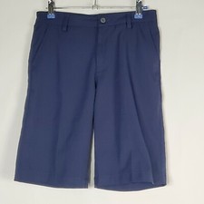 Puma Sz L Shorts Boys Puma Way 1 Navy Blue Zip Fly 11" Inseam Flat Front Youth