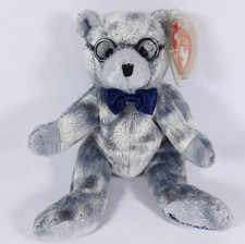 TY Beanie Baby GRANDFATHER the Bear Silver Gray Bow Tie Glasses 2004 MWMTs