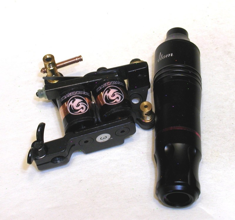 DRAGON SNAKE DUAL COIL AND ATOM TATTOOING MACHINES PLUS MISC