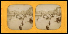 Paris, le Pont Neuf, ca.1860, stéréo jour/nuit (French Tissue) Tirage vintage st