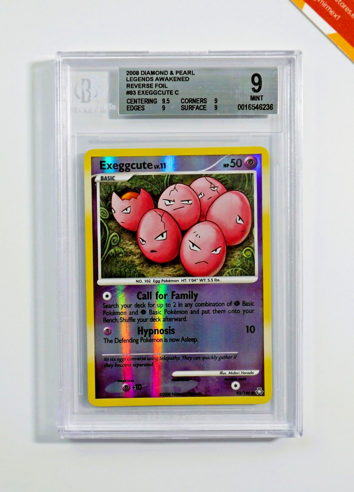 Pokemon BGS 9 Exeggcute #93 Reverse Foil Legends Awakened 2008 English