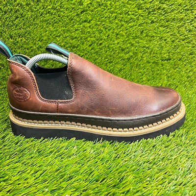 Georgia Giant Wedge Romeo Mens Size 7.5 Brown Casual Leather Work Boots Shoes