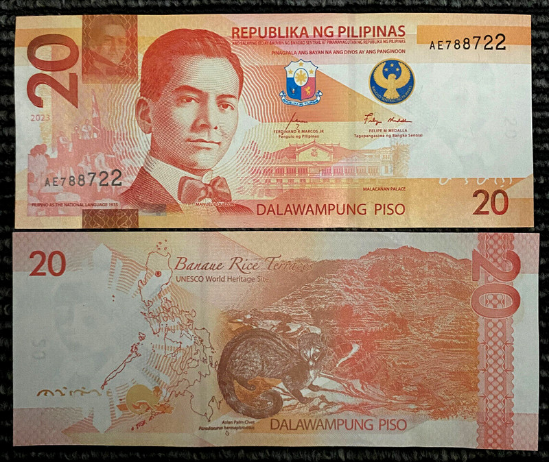 Philippines 20 Piso 2023 Banknote World Paper Money UNC Currency Bill Note