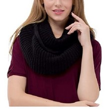 Women's Winter Warm Thick Chunky Rib Knit Infinity Loop Scarf Beauty Gift black