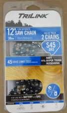 Trilink Saw Chain 12” Semi Chisel Saw Chain 3/8" Pitch .043" Gauge 45 Drive Link