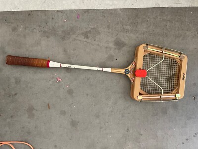 Vintage DUNLOP Maxplay England Wood Squash or Badminton Racket w/ Press Frame