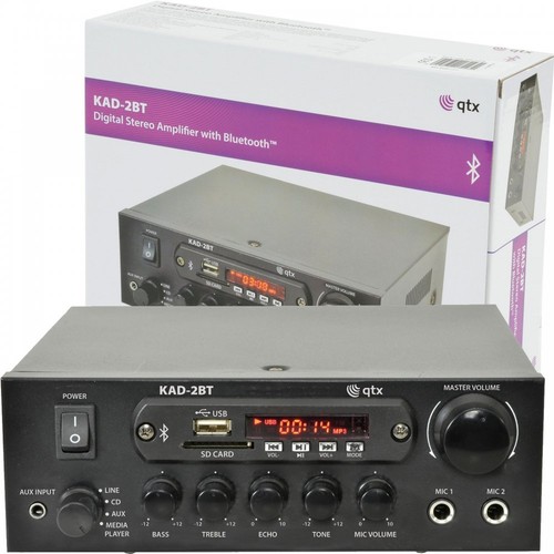 QTX KAD 2BT Digital Stereo Amplifier With Bluetooth 55w Tuner USB SD 