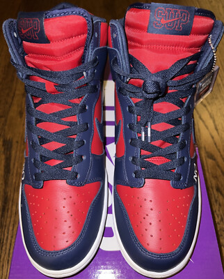 Nike SB Dunk High X Supreme By Any Means Red Navy DS Size 10  display picture 1