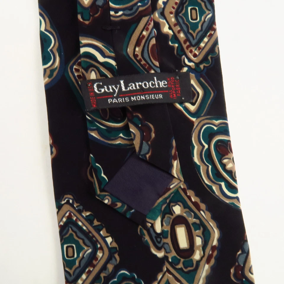 Corbata de cuello vintage Guy Laroche acuarela medallones para hombre 55x4 Paris Monsieur Foto 3 de 4