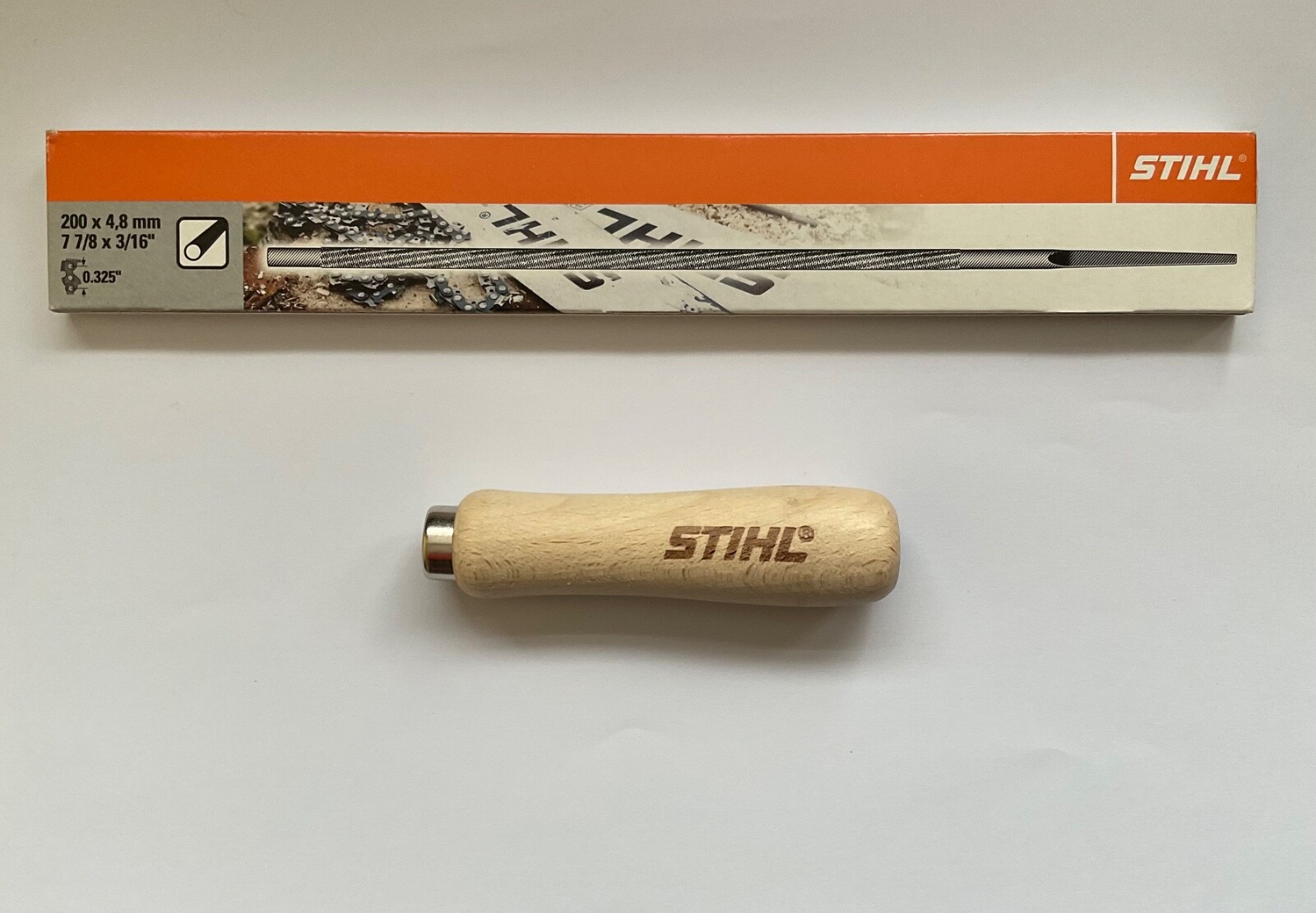 Stihl 5605 772 4806 Round Chainsaw Files 4.8mm 3/16"" Pk 6 + Stihl File Handle