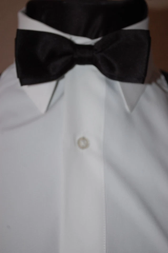 NEW Black Satin Vintage Tuxedo Pretied Skinny Tux Thin 1 1/2 " Bow Tie Retro USA - Image 3 of 4