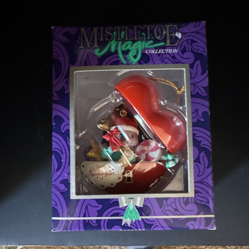 Sweetheart Mistletoe Magic Heart Hanging Ornament Red/Multicolor Christmas