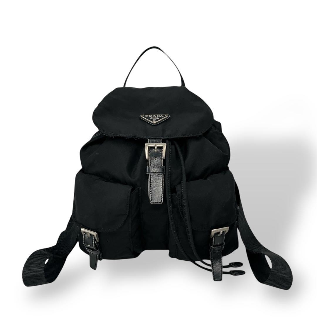 Prada Mini Backpack Drawstring Triangle Logo Blac… - image 1