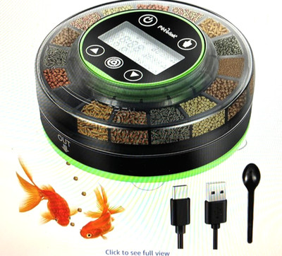 Petbank Automatic Fish Feeder Rechargeable Auto Food Dispenser Timer LCD Display