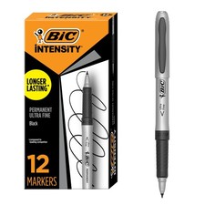 BIC Intensity Permanent Markers, Ultra Fine 12 Count Pack of 1 , Black