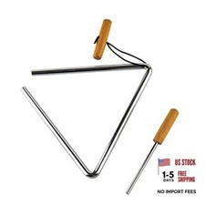 Triangle Hand Percussion with Striker, Rhythm Musical Instrument Clear 8 in