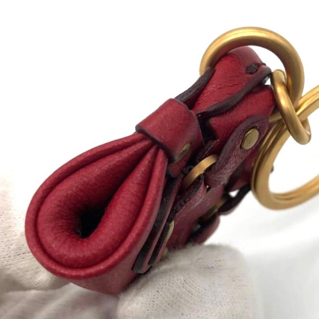 Chloe Paddington Key Holder Accessory Bag Charm Red Gold Used Good From Japan image 4