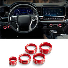Dashboard Console Adjust Knob Cover Red Trim Kit For Chevy Silverado 2022-2026 Dashboard Console Adjust Knob Cover Red Trim Kit For Chevy Silverado 2022-2026