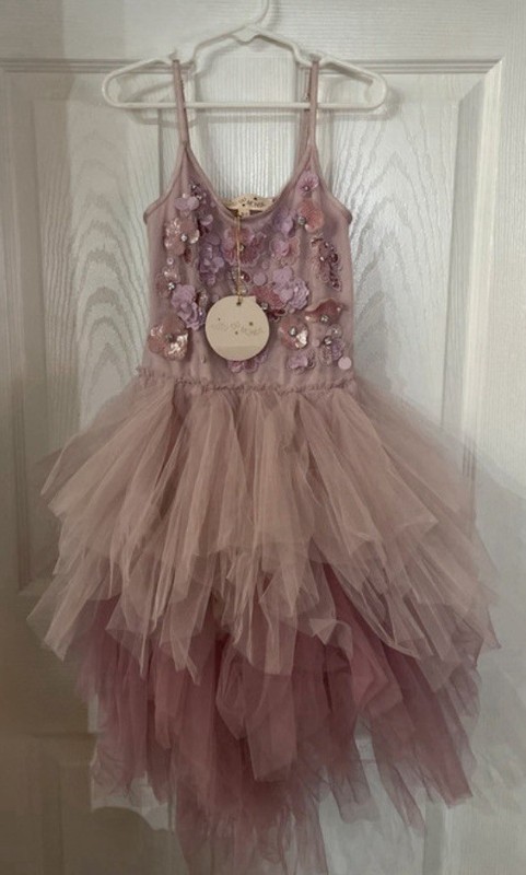Tutu Du Monde Girls 6-7 Pink Purple Long Tulle Floral Sequin Beaded Dress