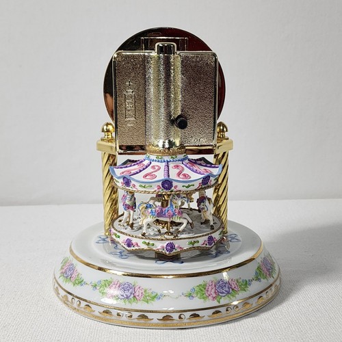 Franklin Mint The Carousel Anniversary Clock WM Dentzel Porzellan Germany funktioniert - Bild 5 von 21