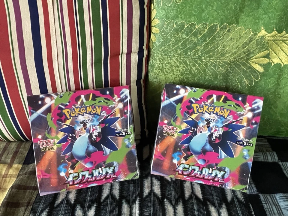 2 x CAJA SELLADA Inferno X DE JPN Phantasmal Flames Pokemon Center SIN ESTUCHE
