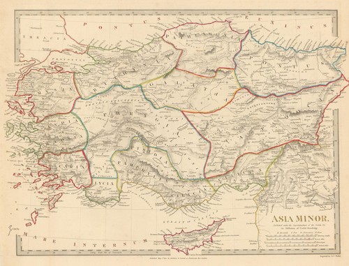 ASIA MINOR ANCIENT. Turkey. Cappadocia Cyprus Galatia Phrygia. SDUK 1844 map