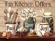 DIY Paint by Numbers Kit for Adults Beginner, Food, Love, Joy Painting by Number