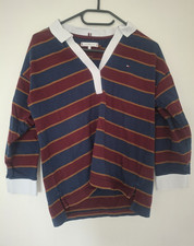 Tommy Hilfiger Polo Gr.S blau/rot/wei&szlig;/gelb gestreift Langarm Polokragen Logo