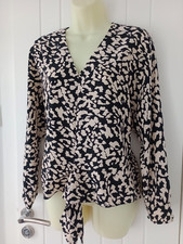 Women's Animal Print Tie-Front Blouse Top Size: 8 Generous Cut Brand New