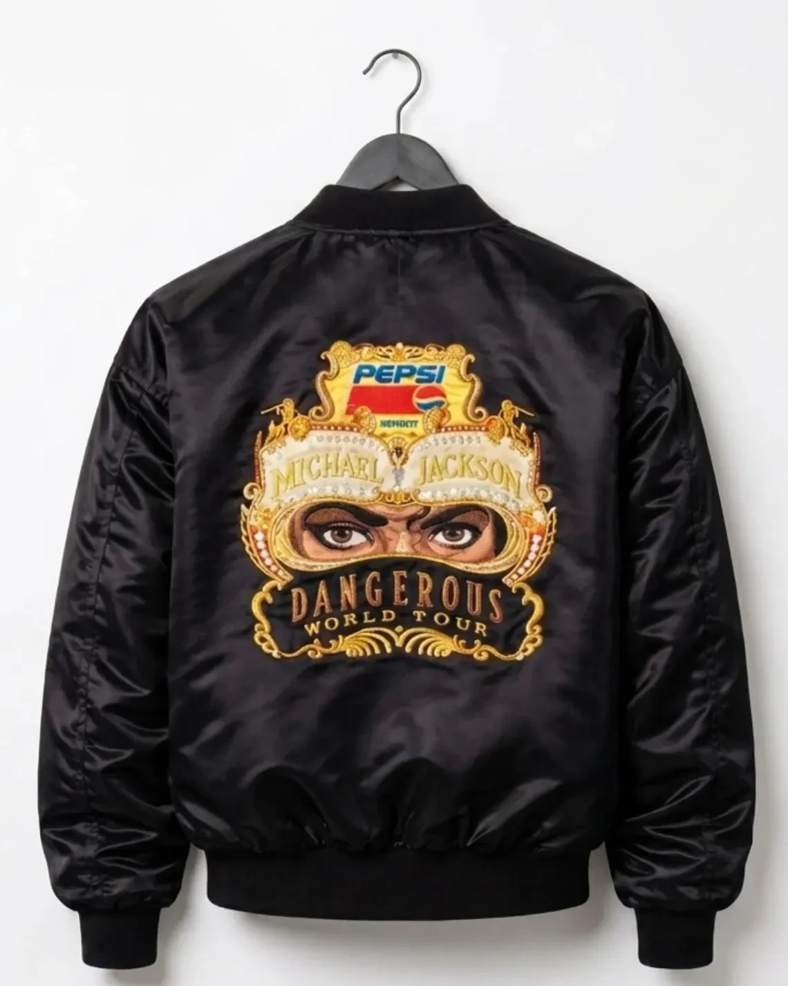 Michael Jackson Dangerous World Tour Black Bomber Jacket Pepsi Vintage Style