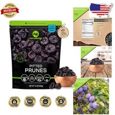Elite Dried Prunes 1LB Pitted Unsweetened, Naturally Grown Bulk Healthy Treat