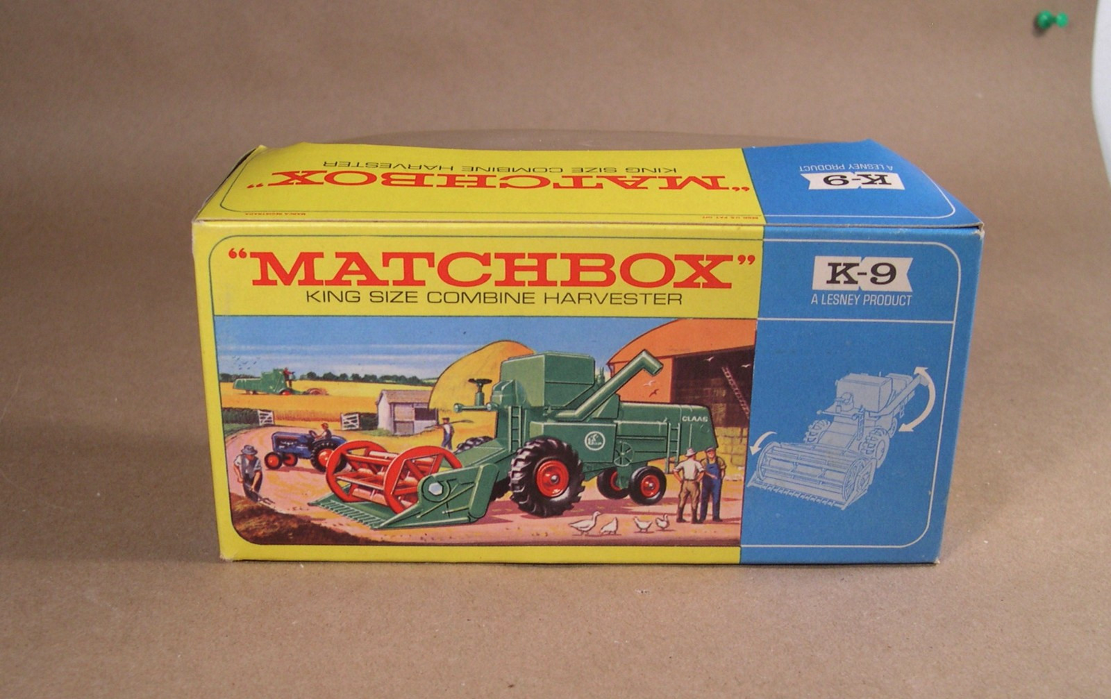Vintage Matchbox Lesney K-9 King Size Combine Harvester Green Diecast with Box
