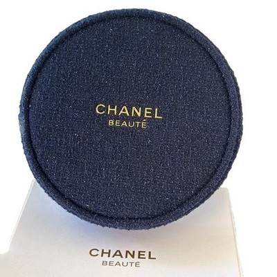 Chanel Beaute Dark Blue Round Cosmetics Makeup Bag | eBay